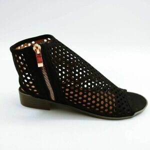 Mata Boots Womens Black 5.5 Shootie Ankle Shoe Pinhole Peep Toe Side Zipper New